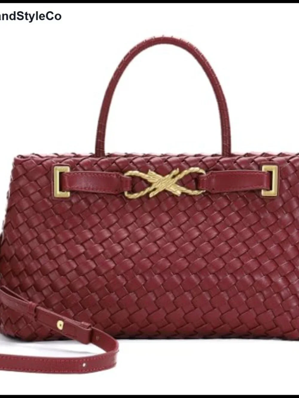 Woven Tote Bag Vegan Leather Crossbody Shoulder Handbag